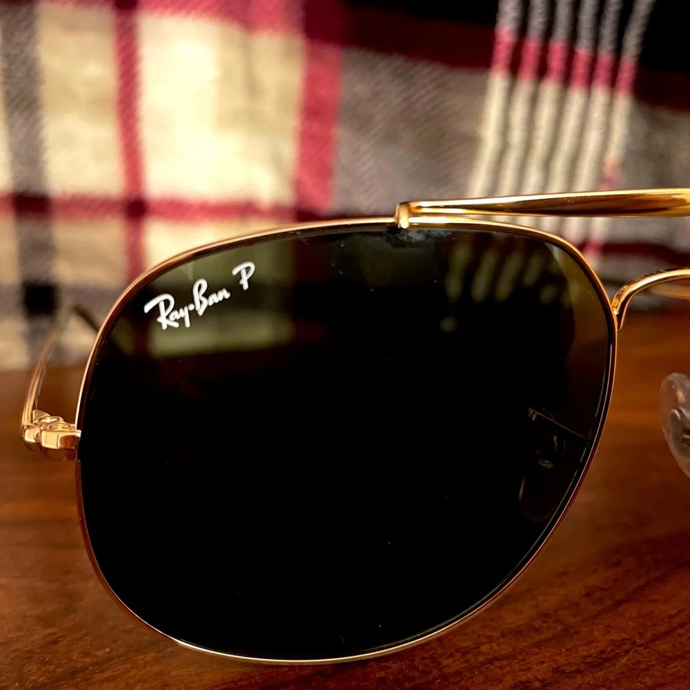 🆕 Ray-Ban RB3561 THE GENERAL Custom Sunglasses. Gold Frame, Polarized Green Lens - Picture 5 of 16